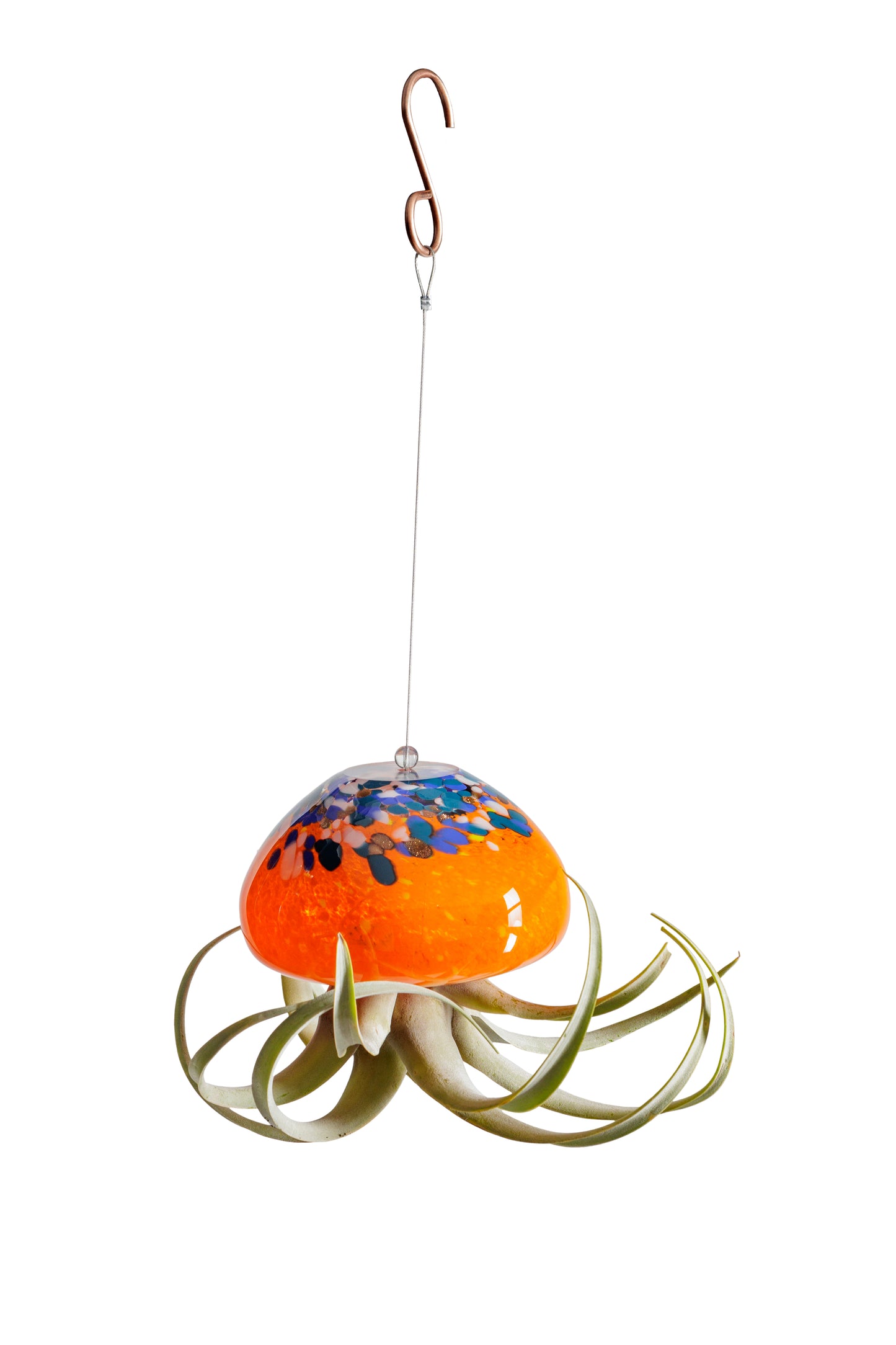 Large Hand Blown Art Glass Jellyfish Plant Holder