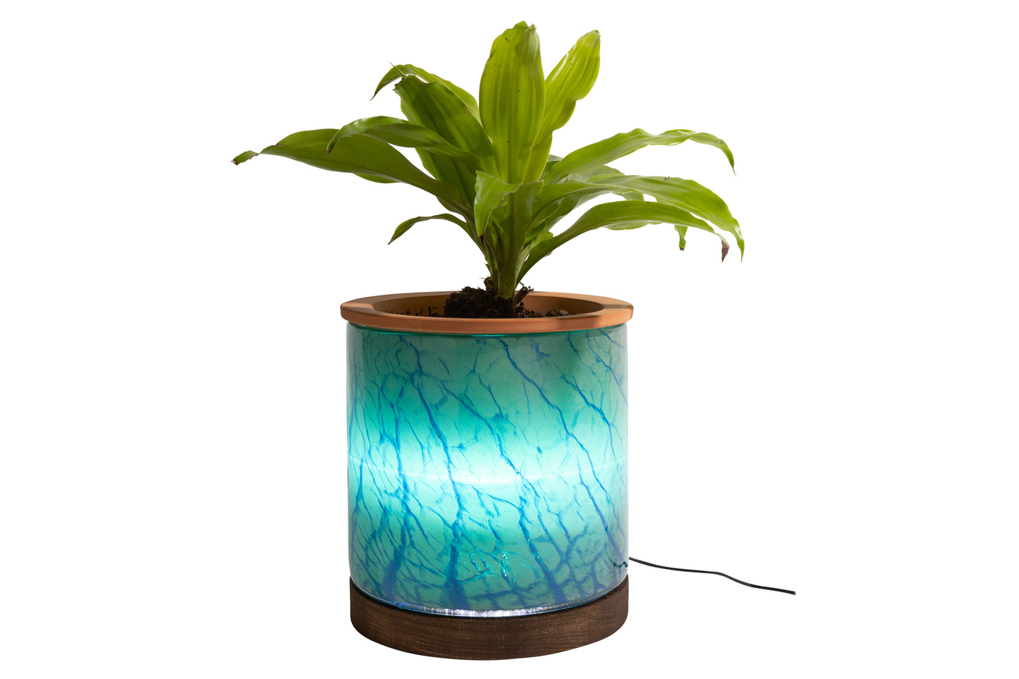 8" Art Glass LED Self Watering Planter