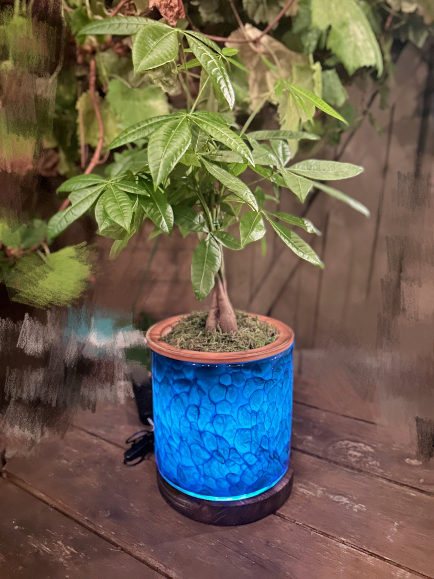 8" Art Glass LED Self Watering Planter