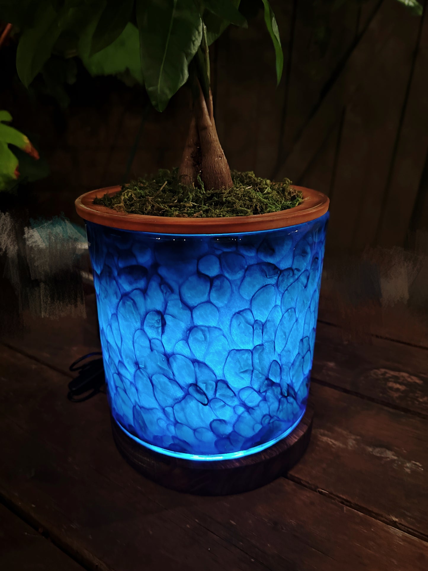 8" Art Glass LED Self Watering Planter