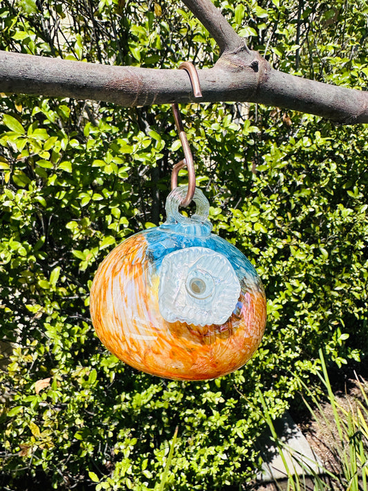 Handblown Art Glass Humming Bird Feeder Free shipping