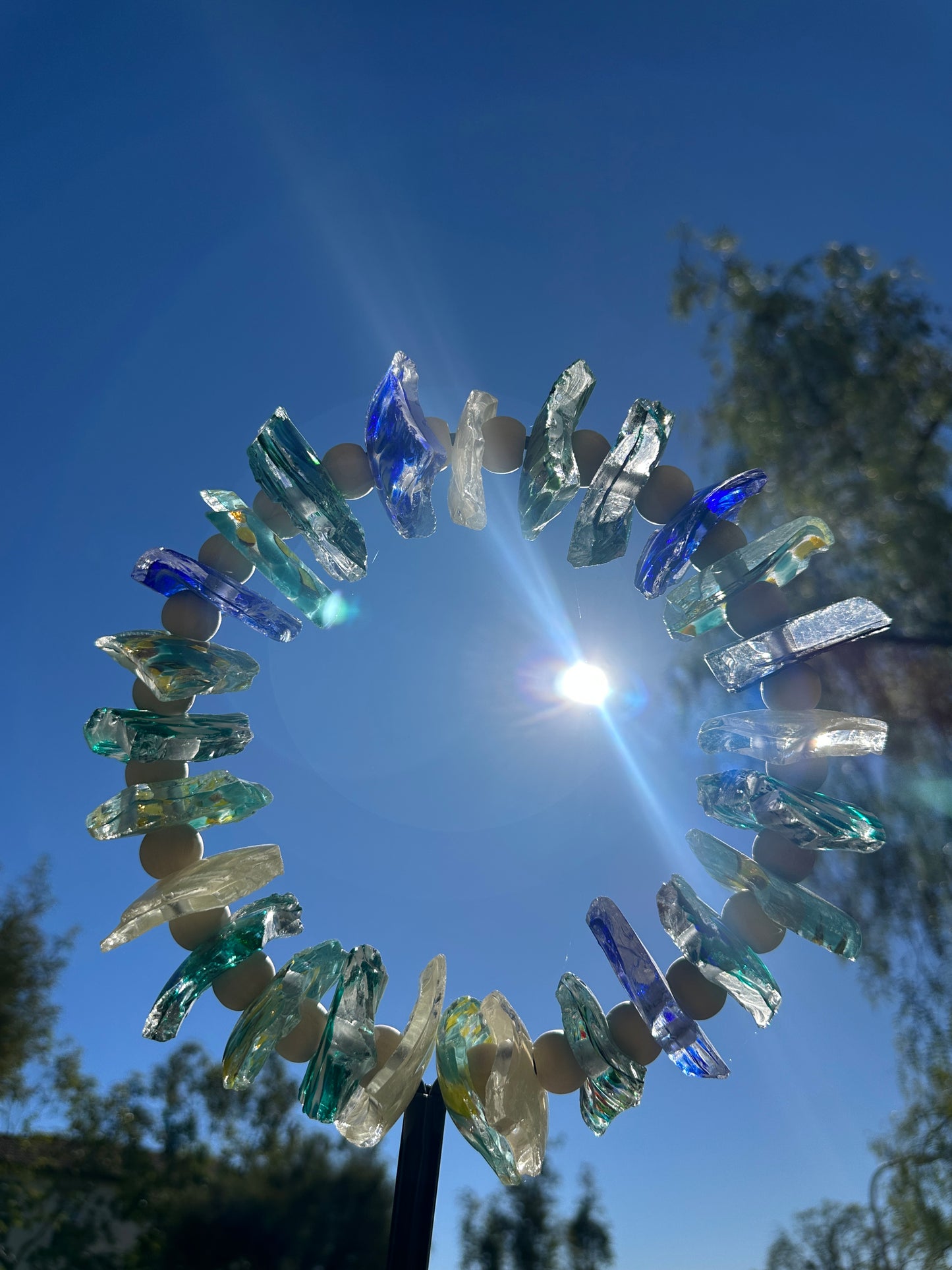 Set of 2 Recycled Art Glass Stake