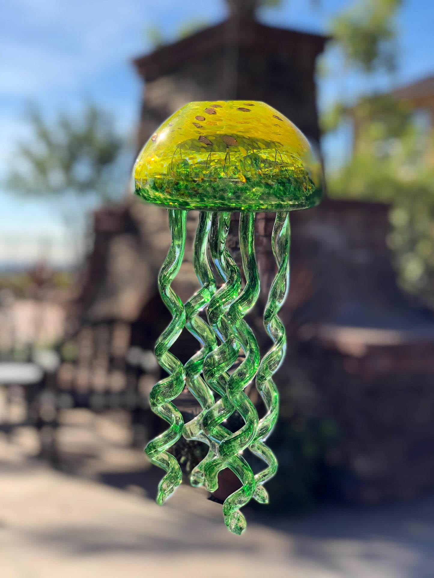 Handmade Art Glass Jellyfish Holiday Gift / Hanging Decor  Wind Chimes /  Sun Catcher