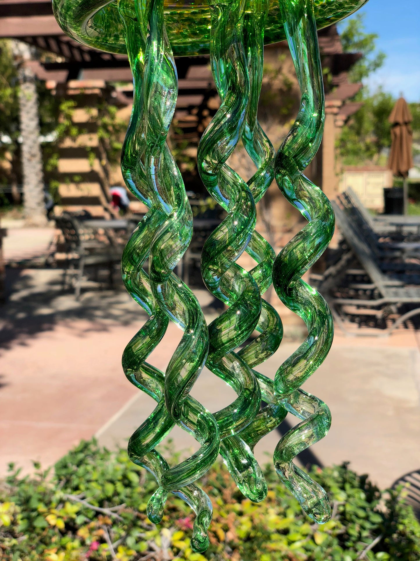 Handmade Art Glass Jellyfish Holiday Gift / Hanging Decor  Wind Chimes /  Sun Catcher