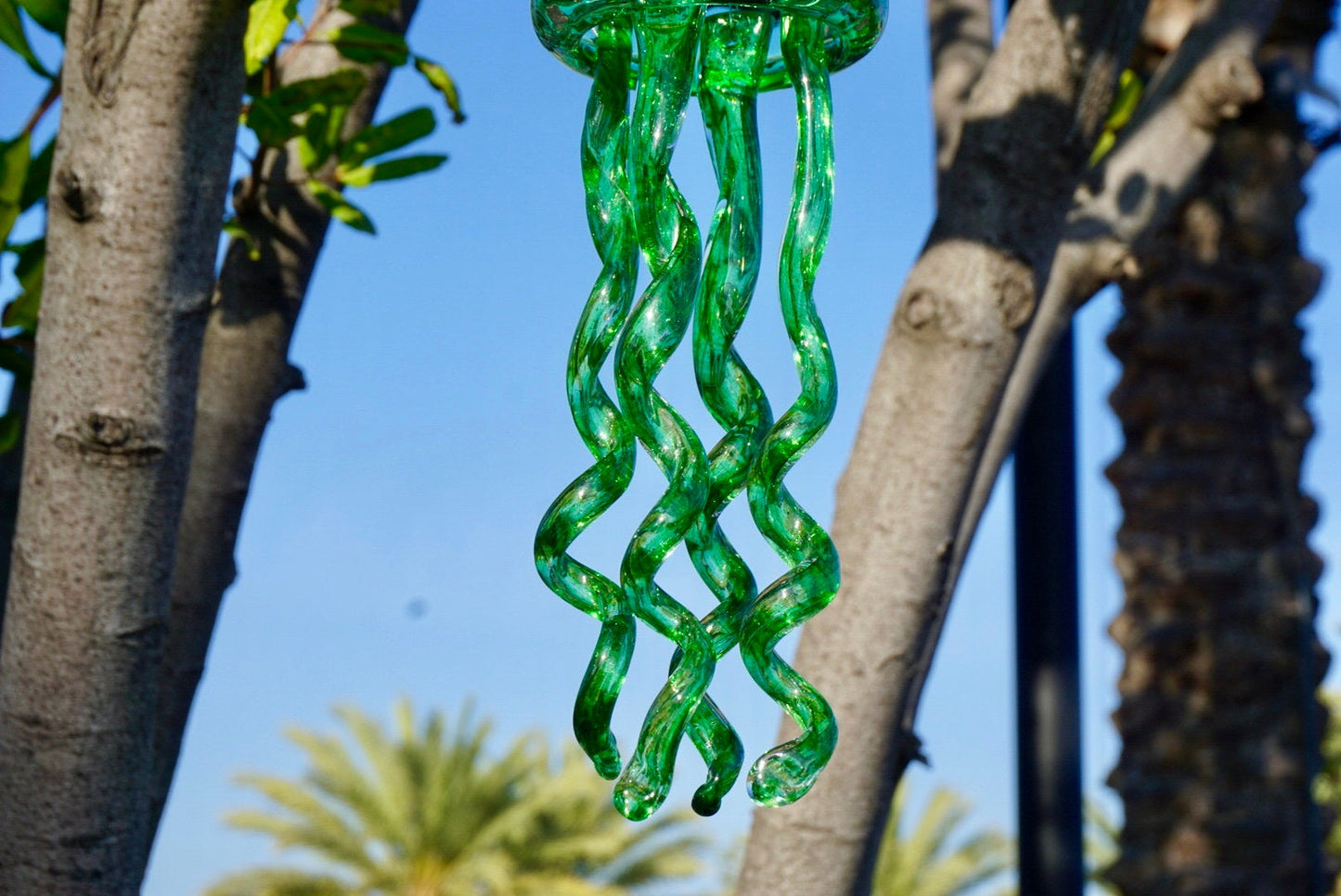 Handmade Glass Jellyfish Wind Chimes / Hanging Decor Sun Catcher