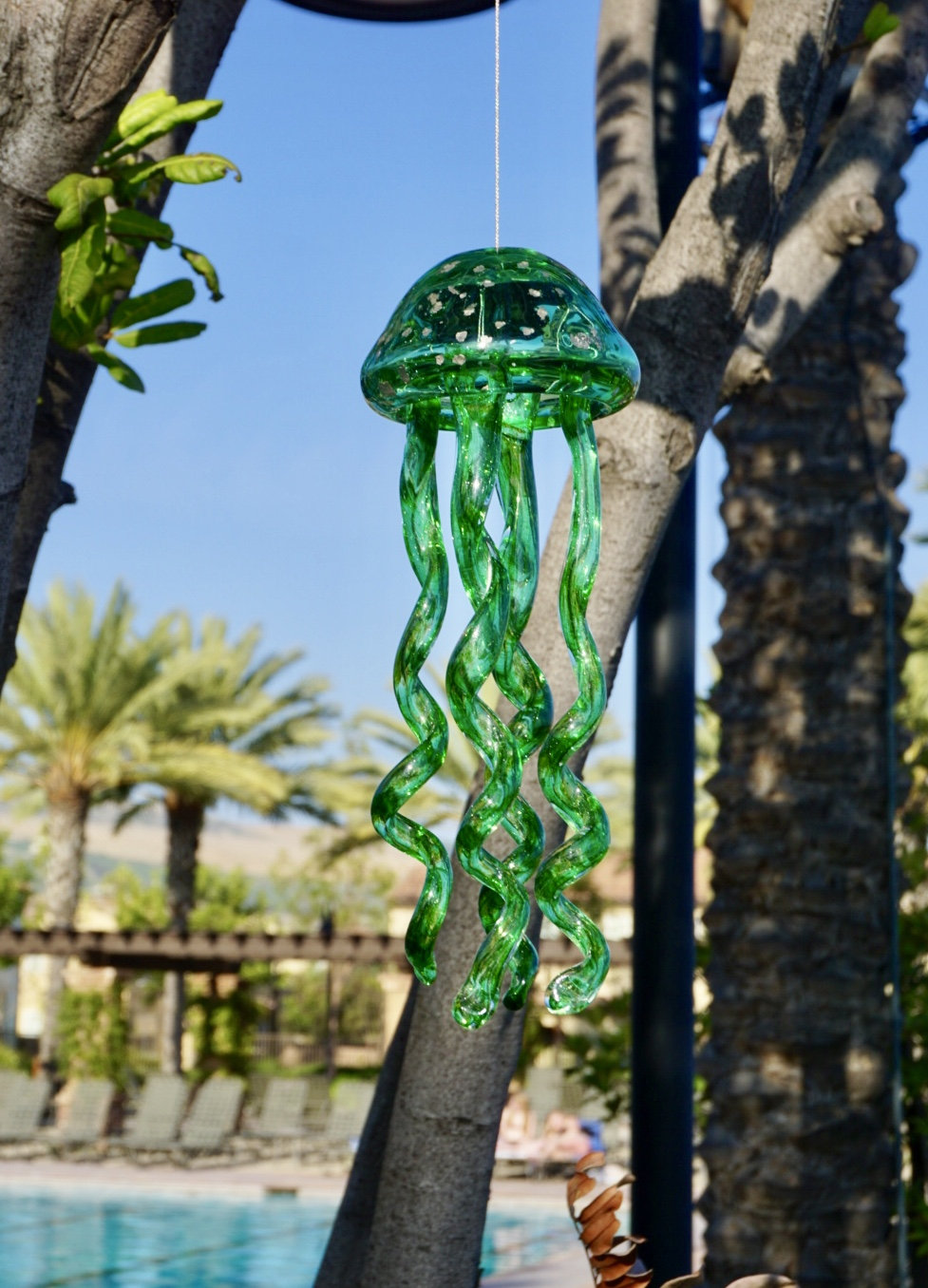 Handmade Glass Jellyfish Wind Chimes / Hanging Decor Sun Catcher