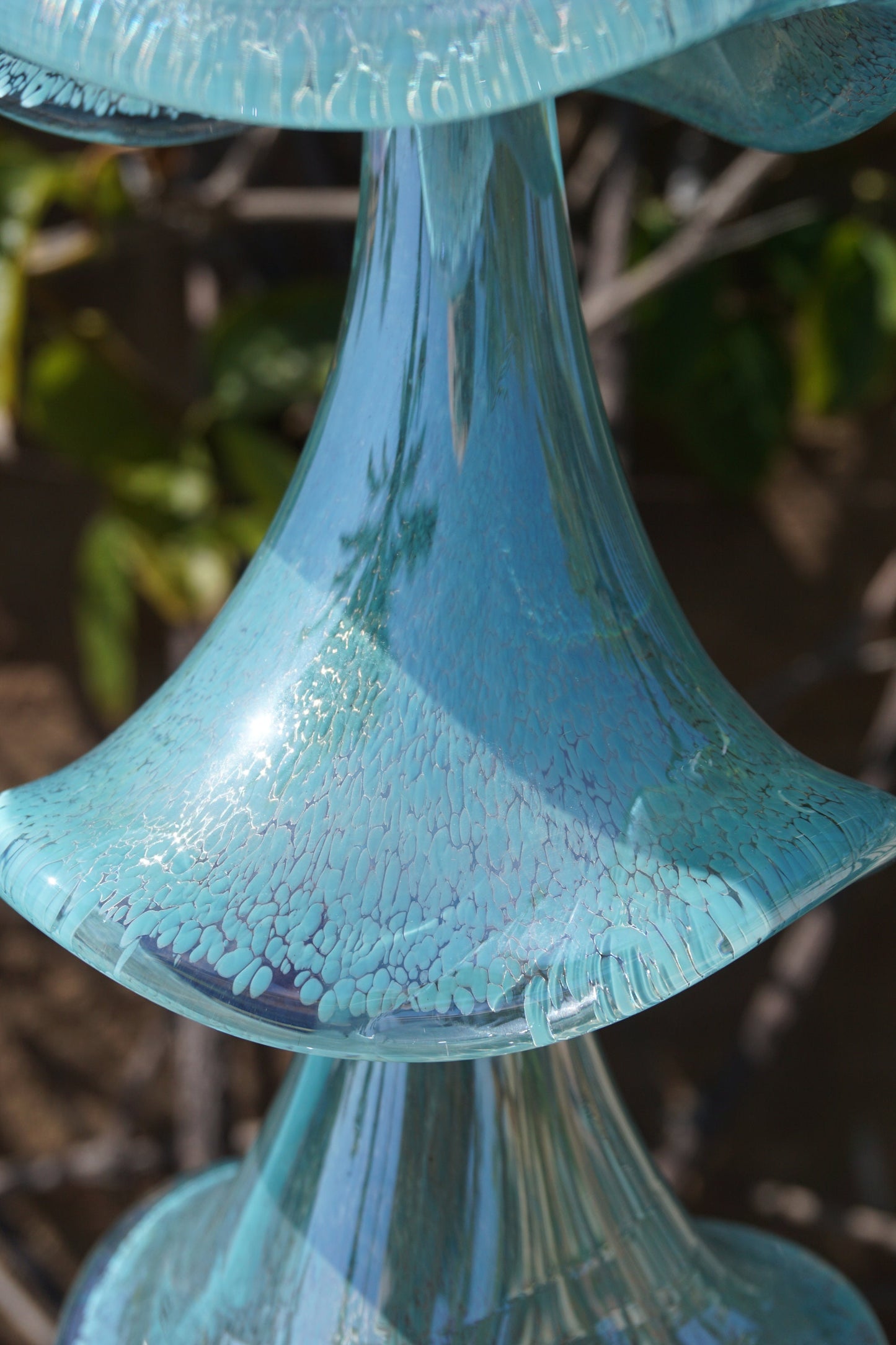 Free US Shipping-Handmade Art Glass Petunia Flower Holiday Gift Hanging Decor Wind Chimes Sun Catcher /  Baby Blue with Silver