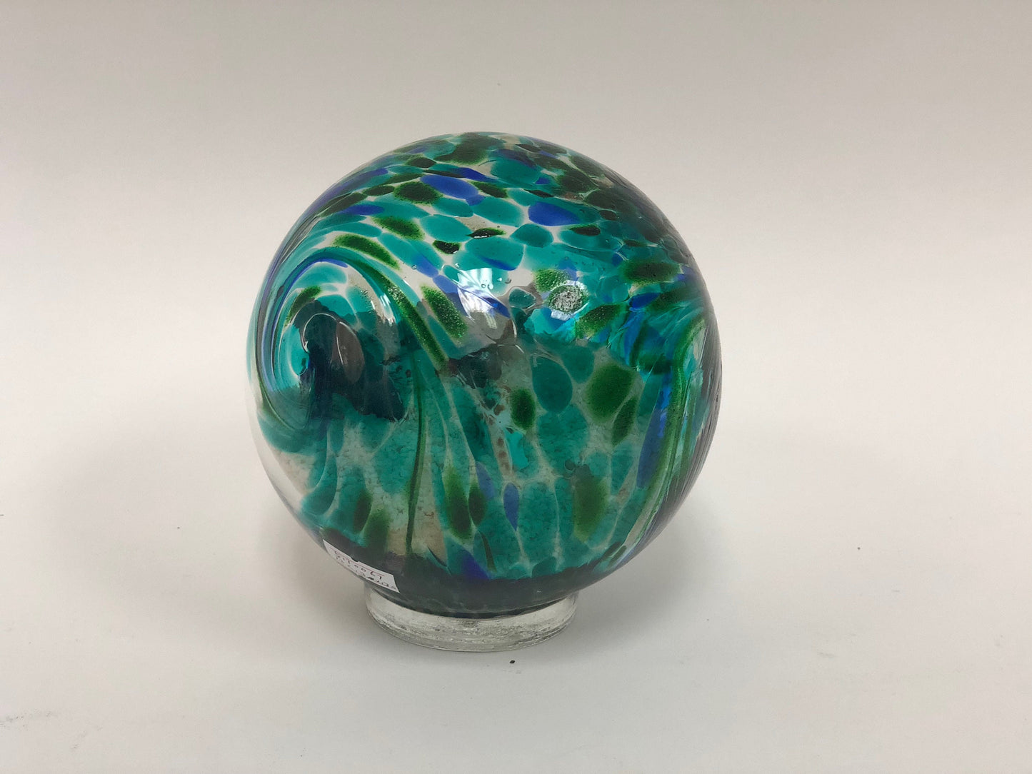 Free US Shipping~ 7" Lake Green Sea Globe Handblown Art Glass Decor Holiday Gift with natural sea shell and sand