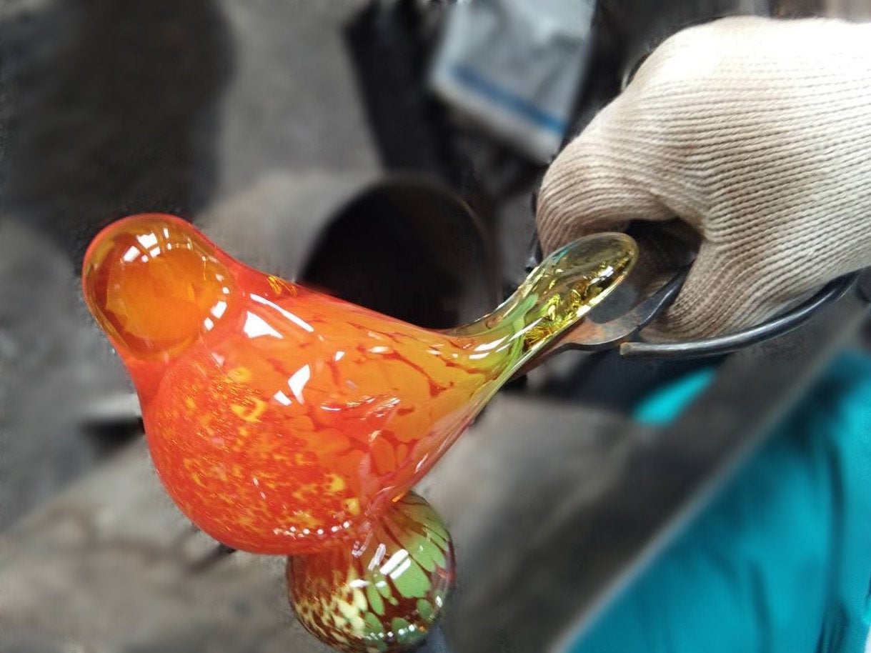 Set of 2 handmade art glass LED Solar path garden lights Garden Stake Sun Catcher Statue Figurine-Rooster Sun Catcher-Red/Multi