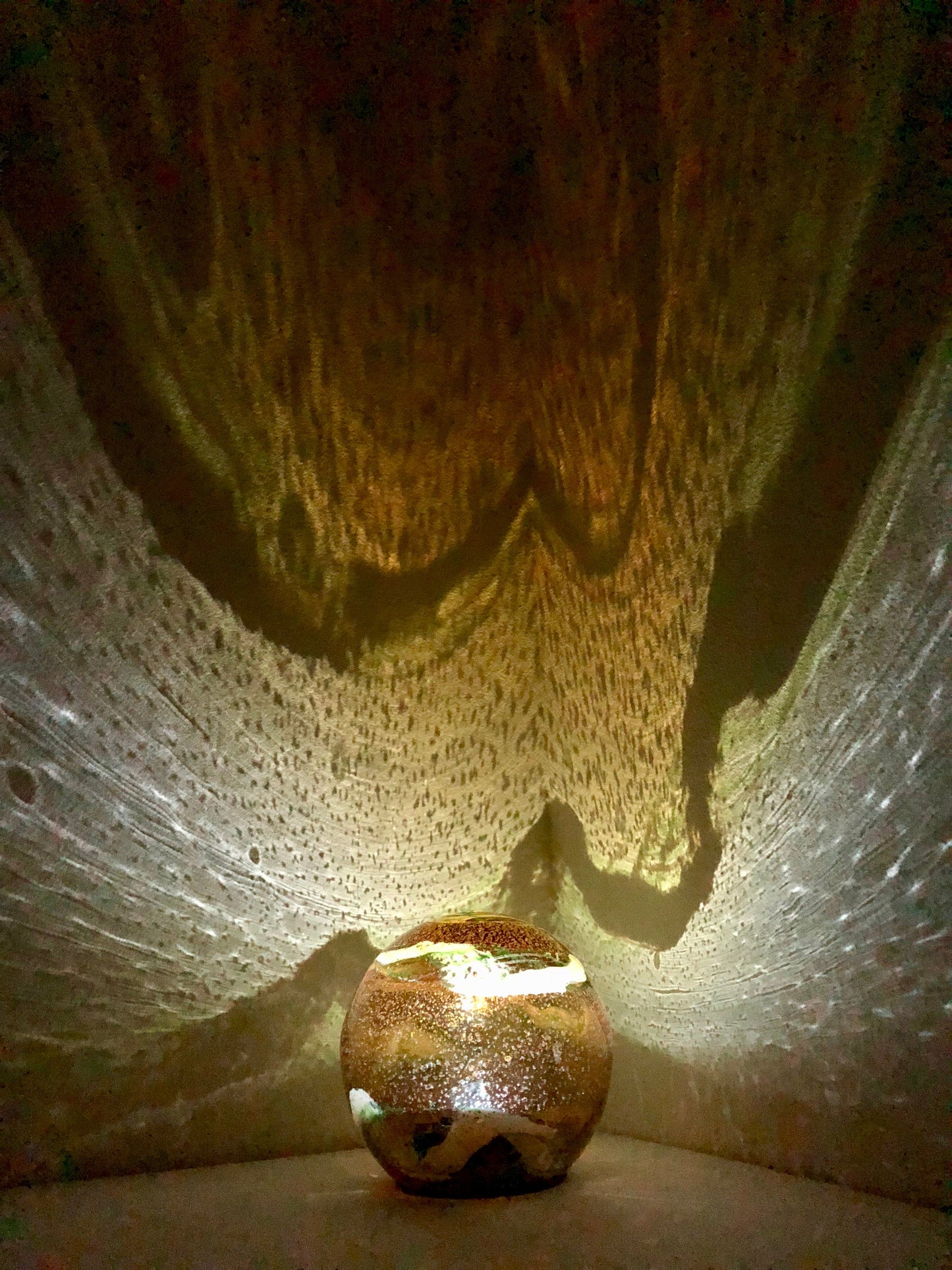 Free US Shipping~6" Solar LED Gaze Ball/Pathway Light/Patio Table Light/Garden/Sun Cather/Art Glass-Brown/Gold Glitter