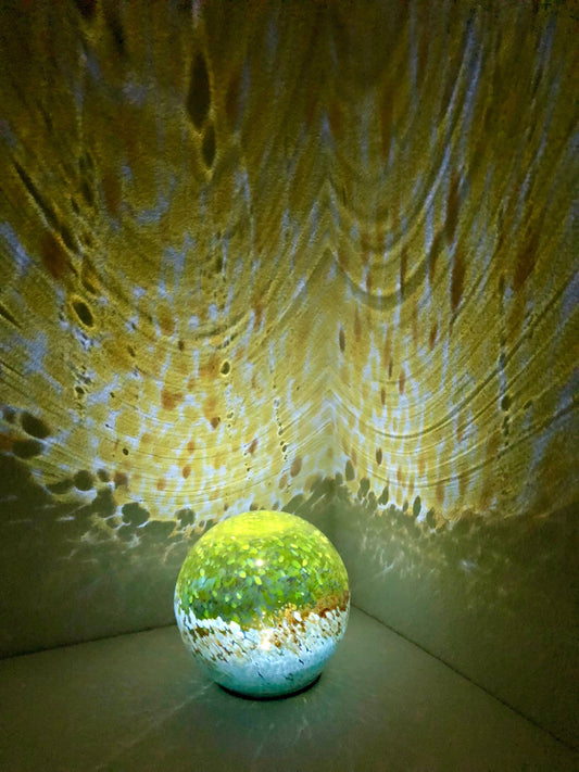 Free US Shipping~6" LED Solar Gaze Ball Holiday Gift/Pathway Light/Patio Table Light/Garden/Sun Cather/Art Glass-Baby Blue