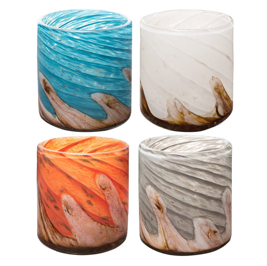 Free US Shipping~ Set of 2, 4.5" Succulent Planter, Handblown Art Glass Planter Wave Collection