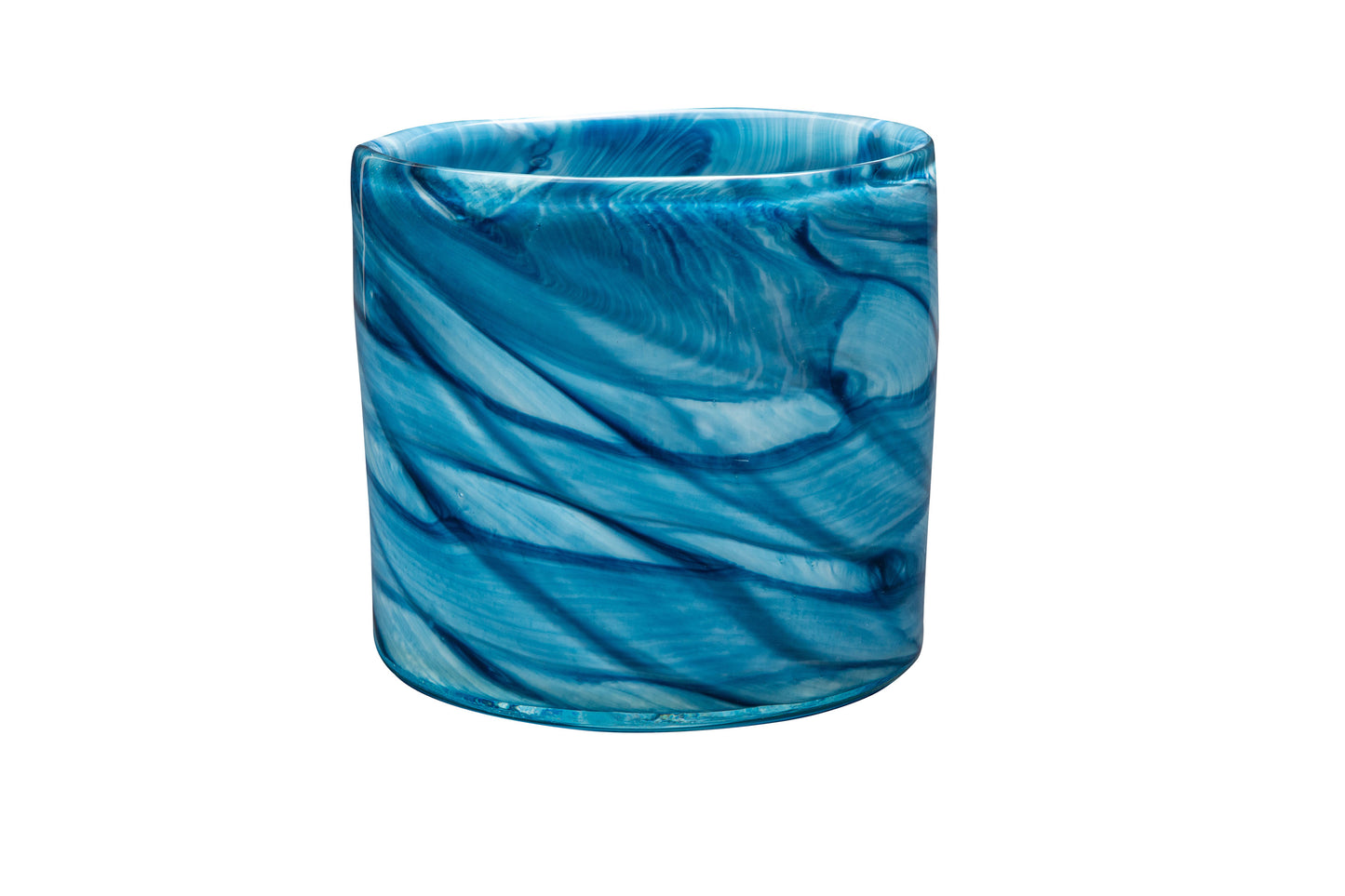 Hand Blown 8" Art Glass Planter on Wood Stand