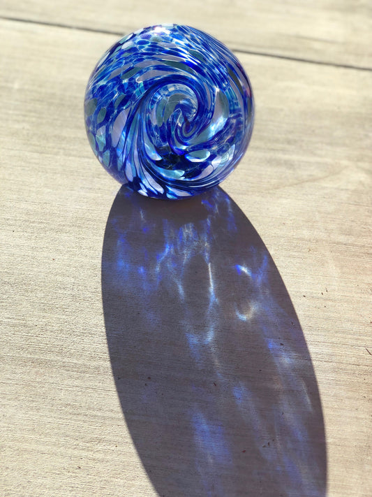 6"/10“ Solar LED Light Up Art Glass Gaze Ball-Blue/Garden/Pathway Light/Patio Table Light/Sun Cather/Art Glass Blue