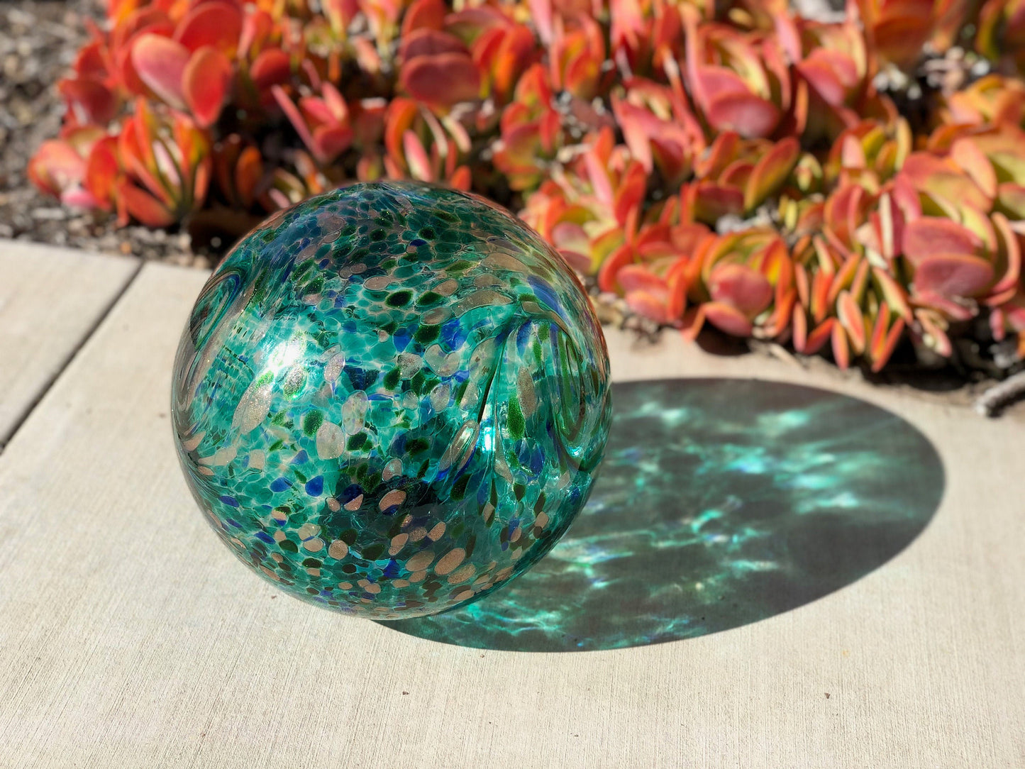 6"/10" Solar LED Gaze Ball/Garden/Pathway Light/Patio Table Light/Sun Cather/Art Glass Green&Gold Glitter
