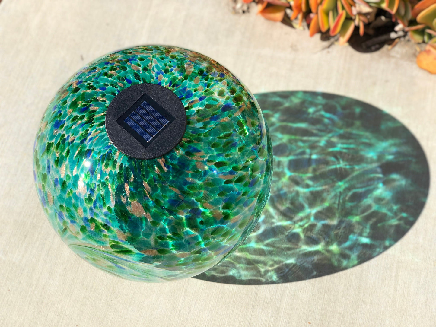 12" XLarge LED Solar Orb Gaze Ball/Garden/Pathway Light/Patio Table Light/Sun Cather/Art Glass Green