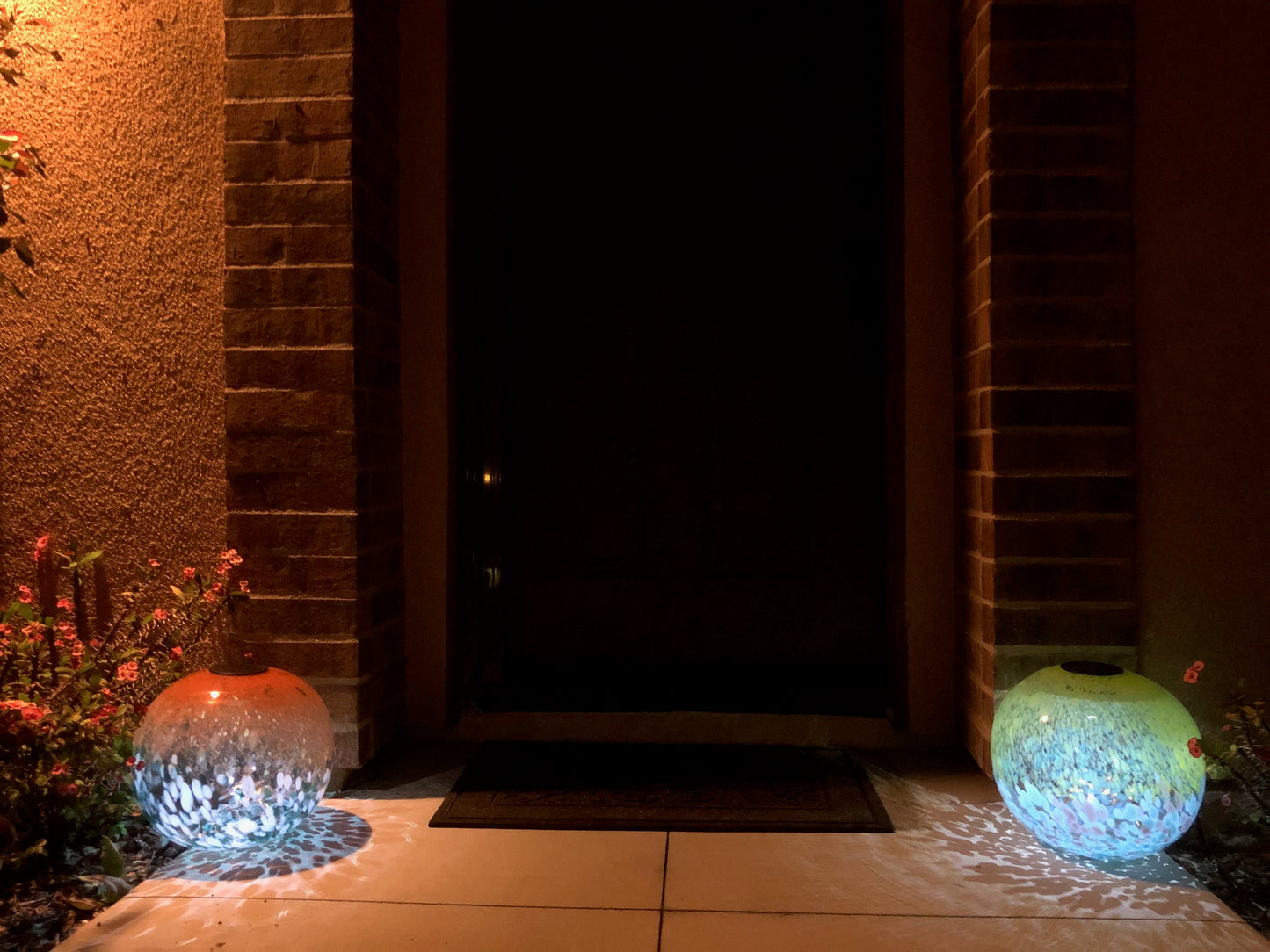 12" XLarge LED Solar Orb Gaze Ball/Garden/Pathway Light/Patio Table Light/Sun Cather/Art Glass Peacock&gold glitter