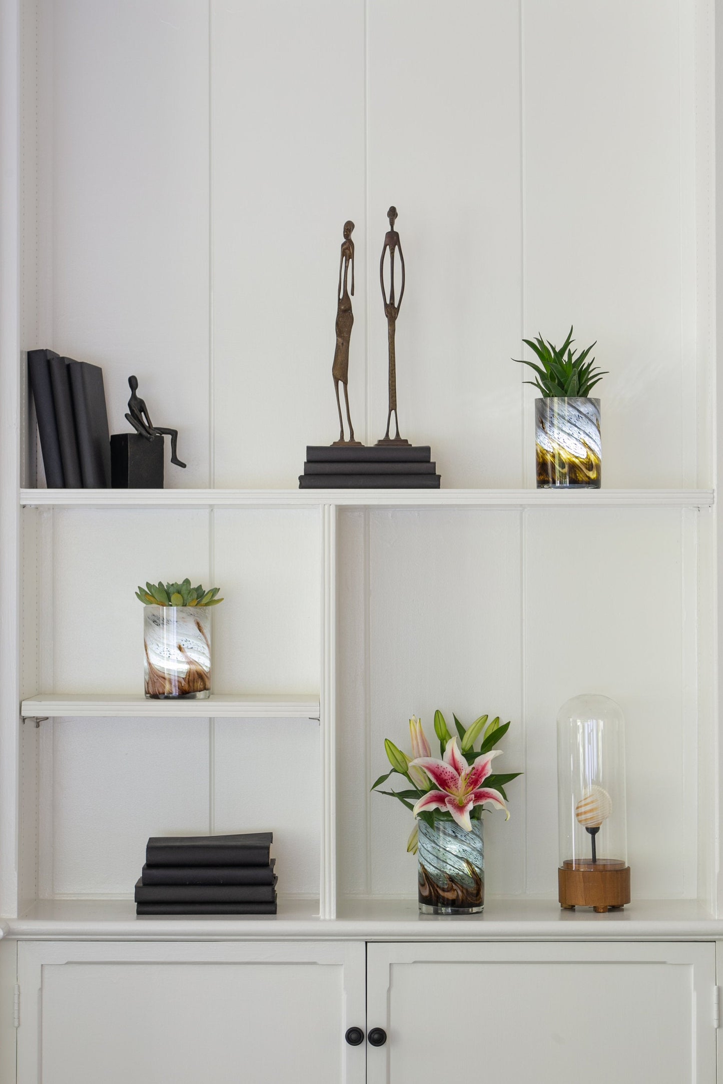 LED Self Watering Art Glass Planter