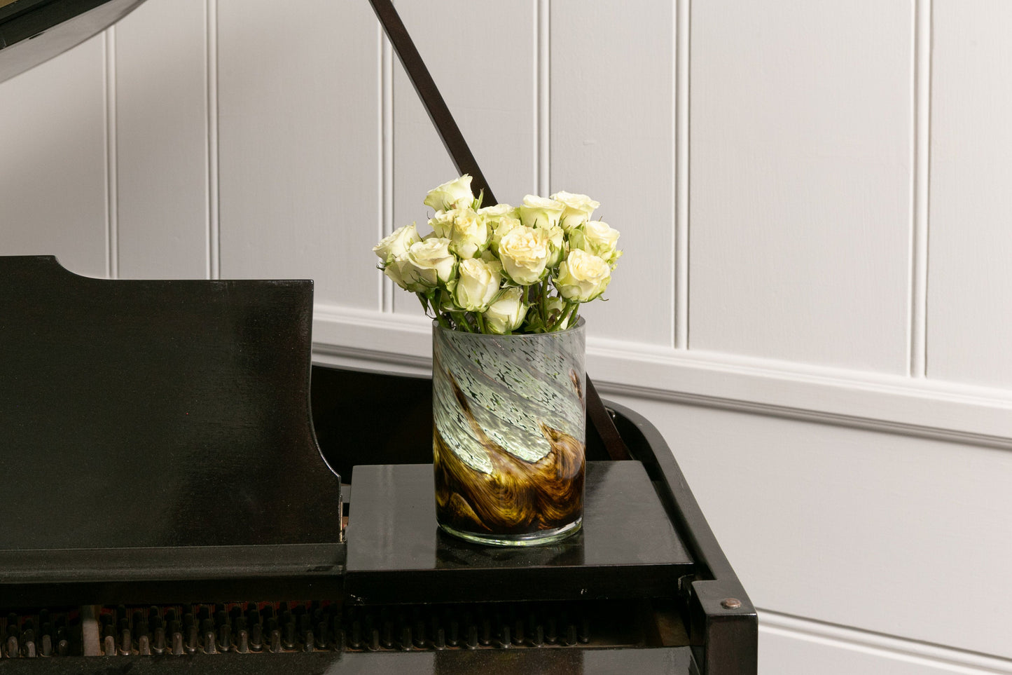 LED Self Watering Art Glass Planter