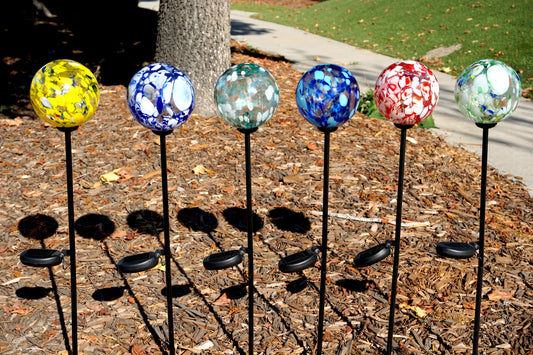 4" Art Glass Solar Orb Stake, Set of 2