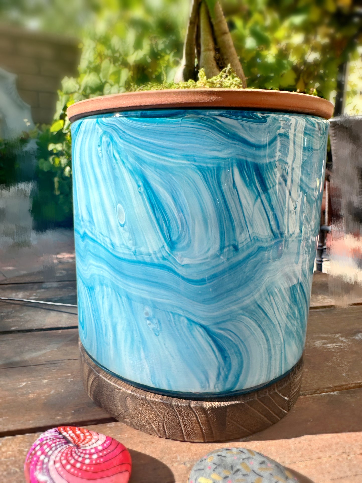 8" Art Glass LED Self Watering Planter
