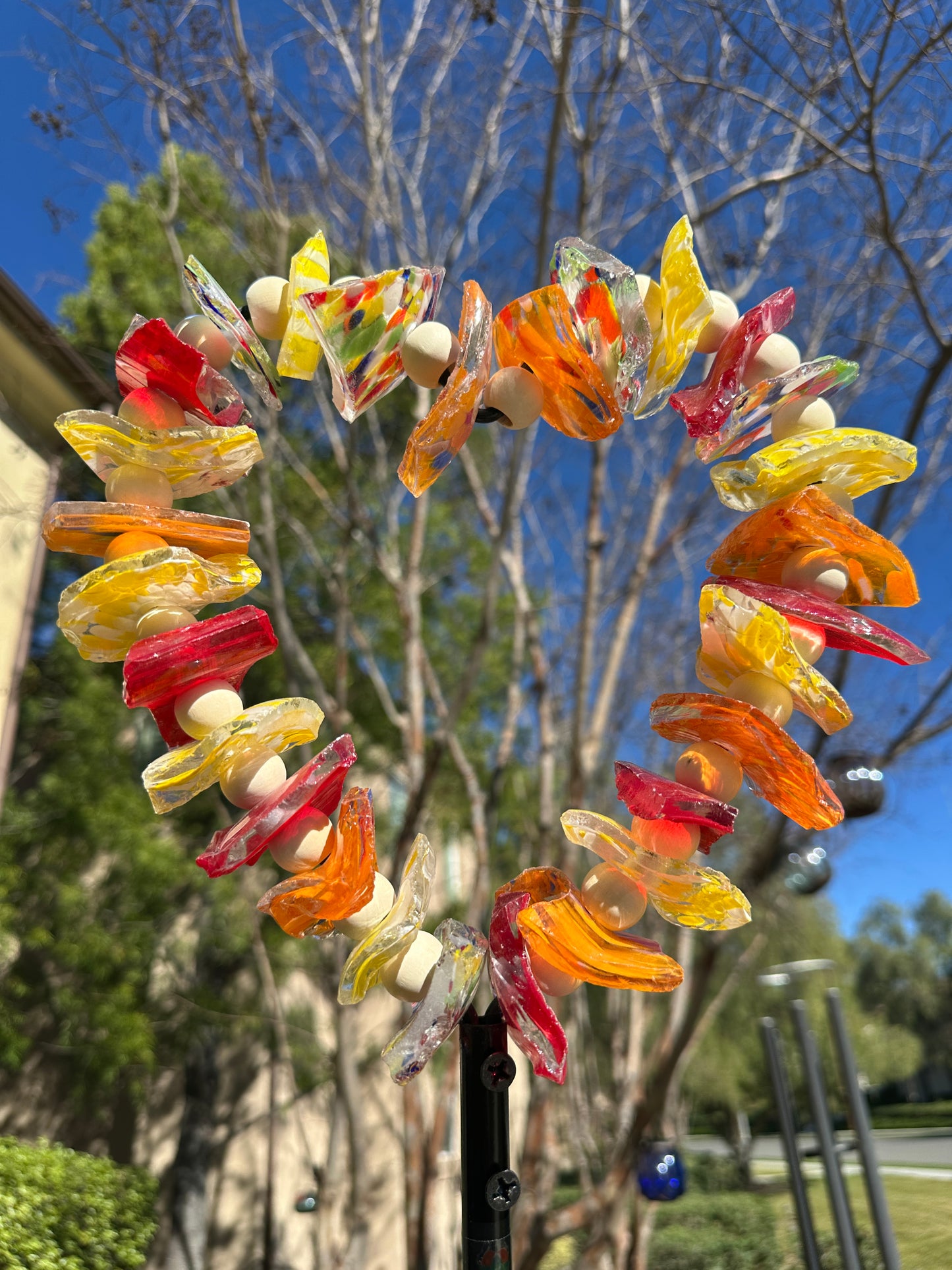 Set of 2 Recycled Art Glass Stake