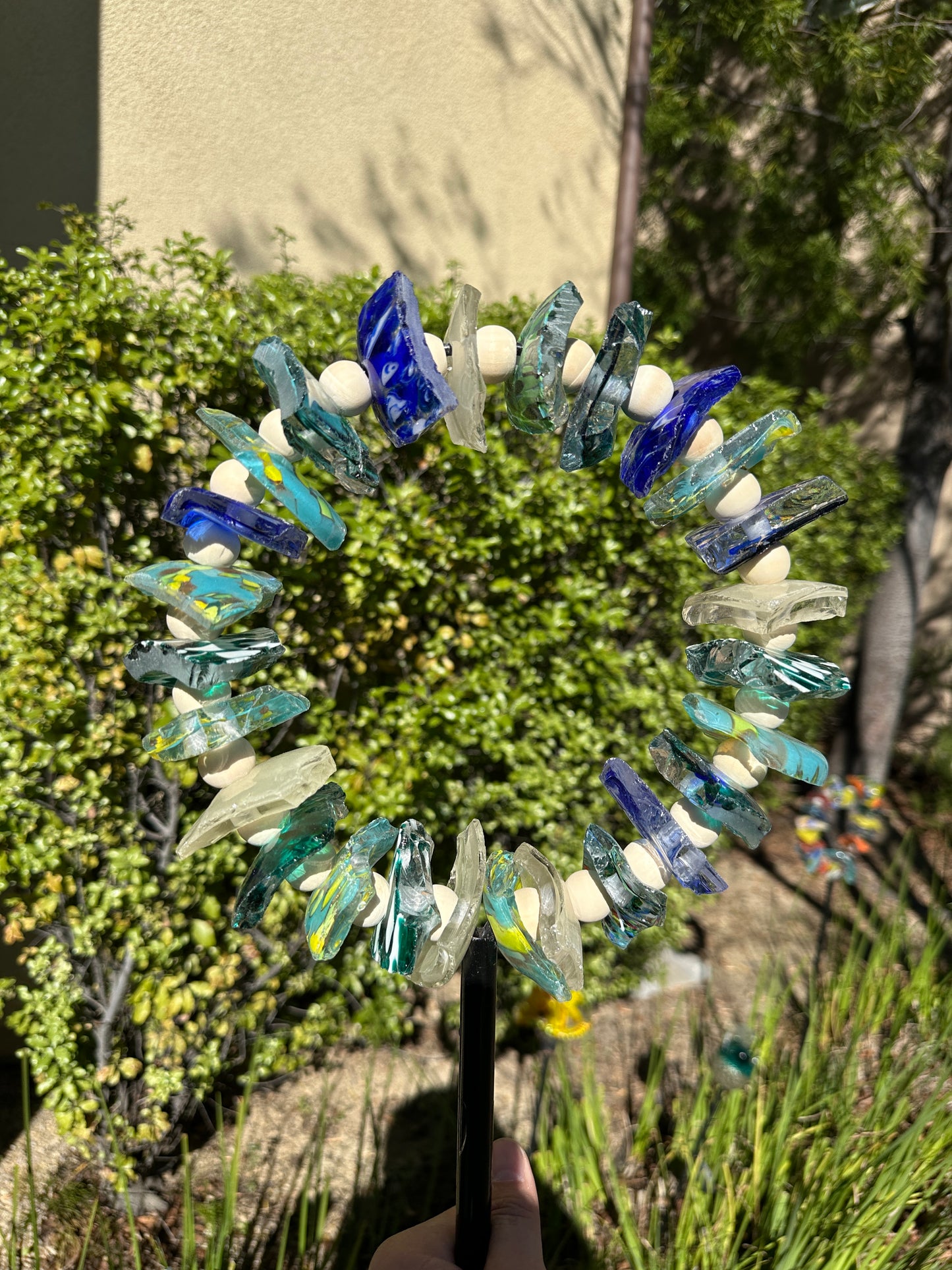 Set of 2 Recycled Art Glass Stake