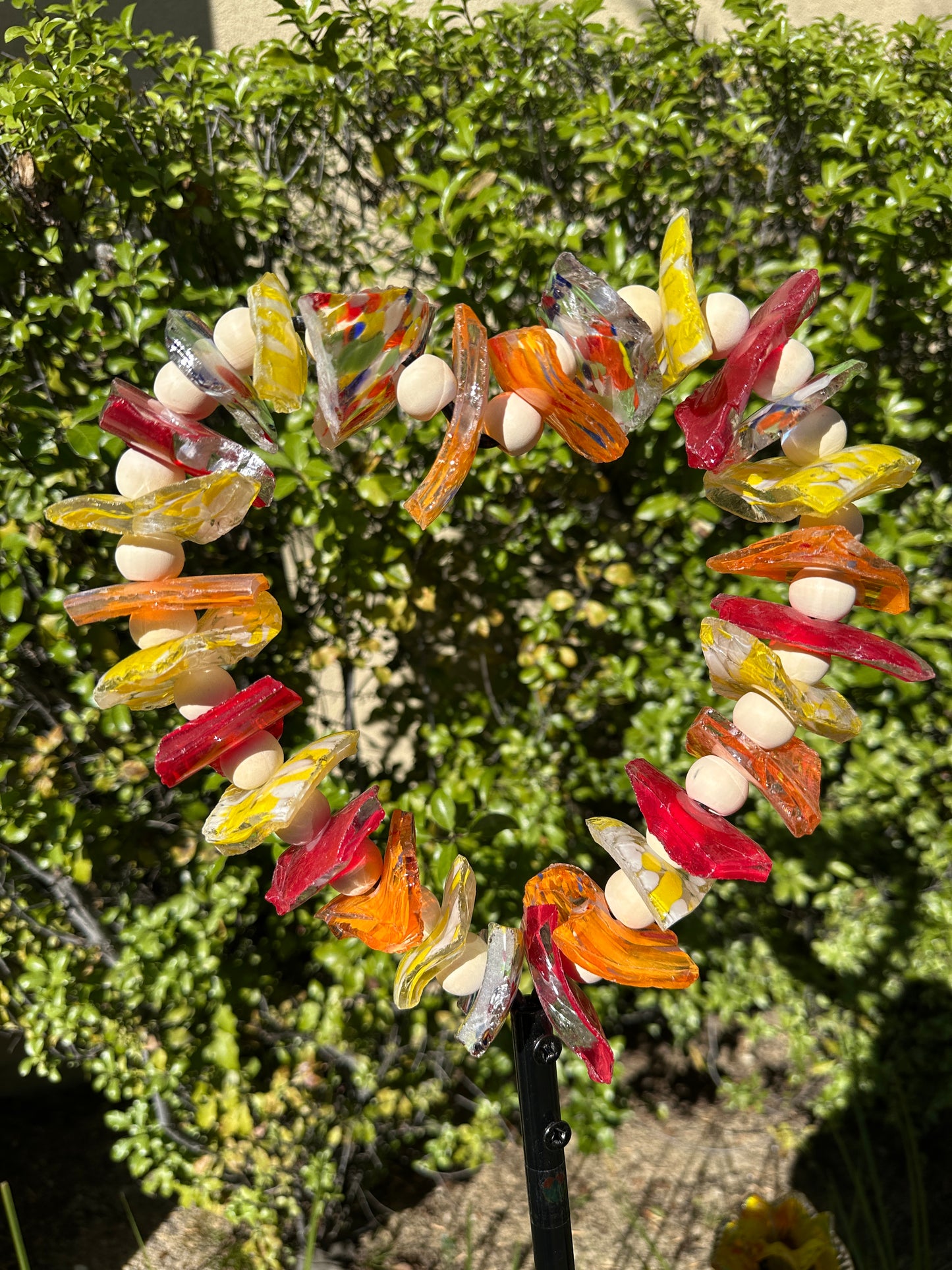 Set of 2 Recycled Art Glass Stake