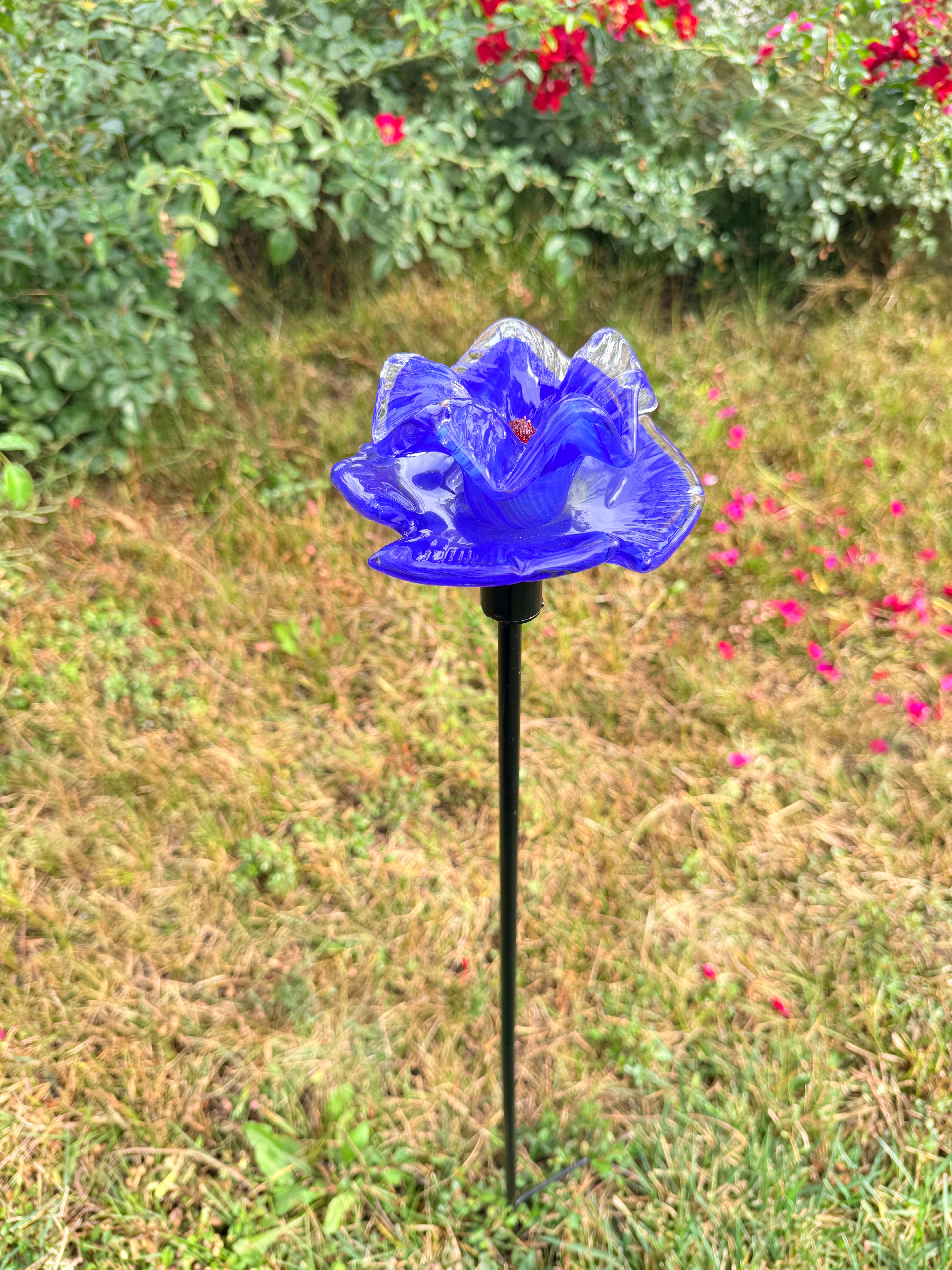 Set of 2 Large Handcrafted Art Glass Flower Stake – ApricotMint