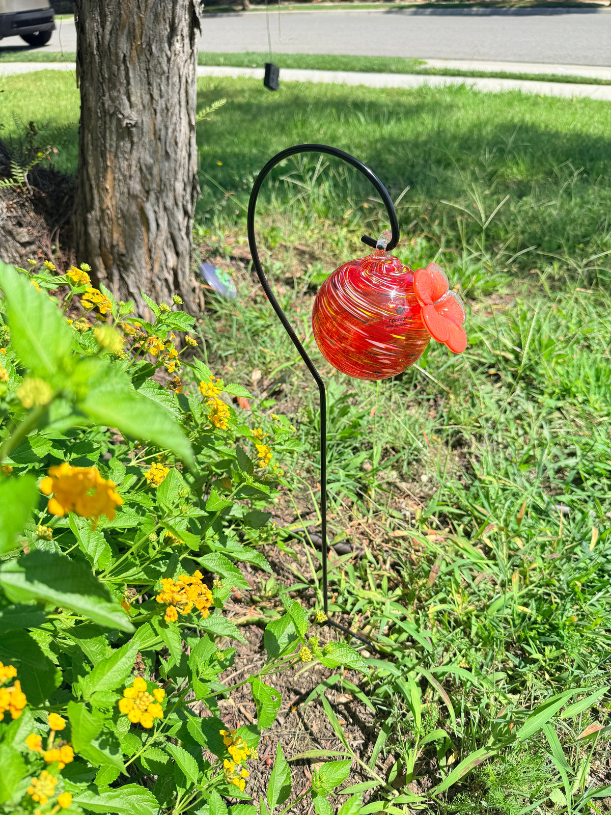 Art Glass Humming Bird Feeder Stake