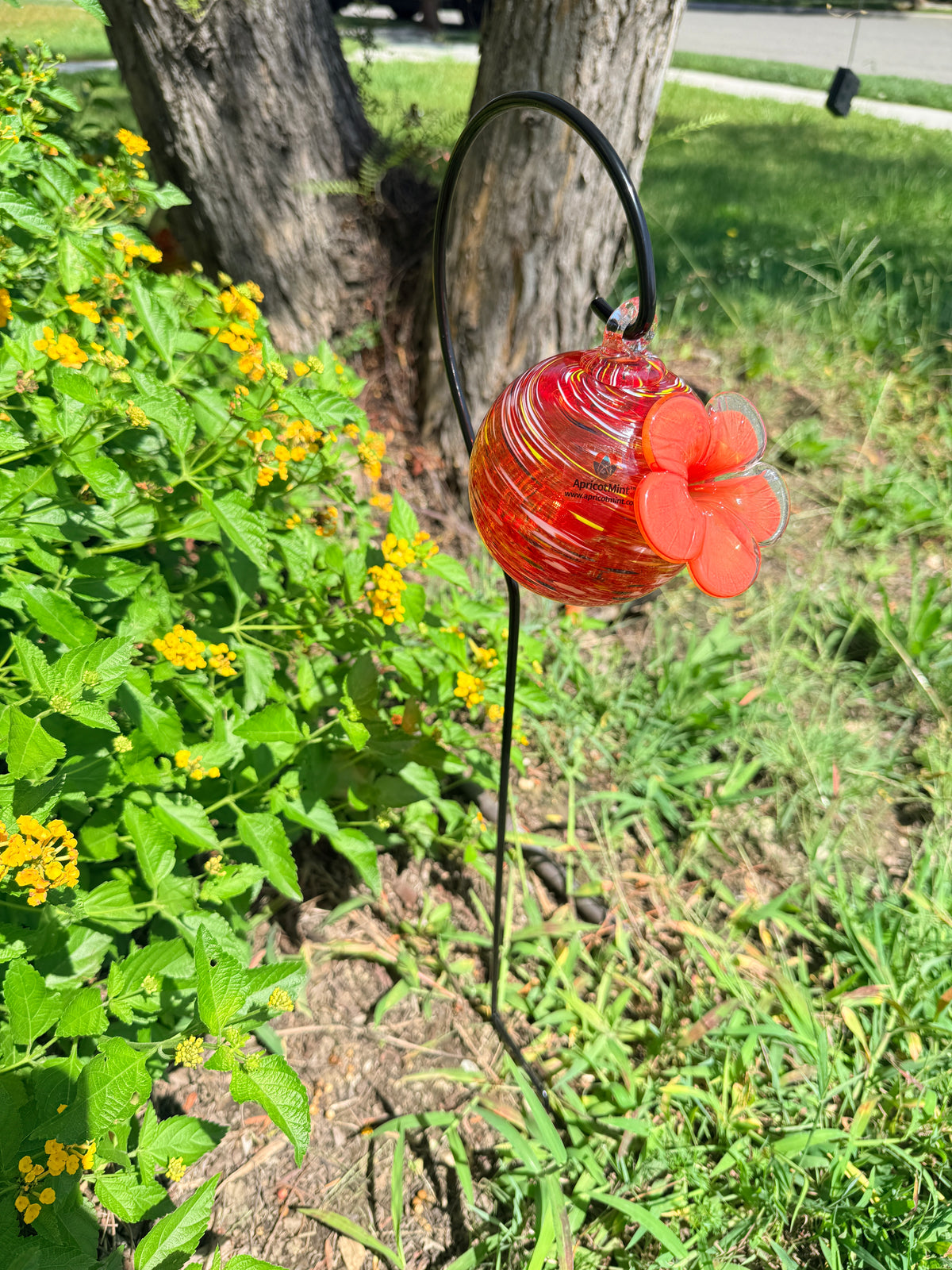 Art Glass Humming Bird Feeder Stake