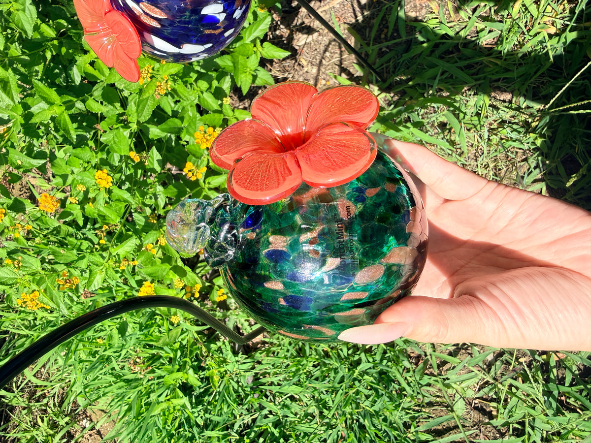 Art Glass Humming Bird Feeder Stake