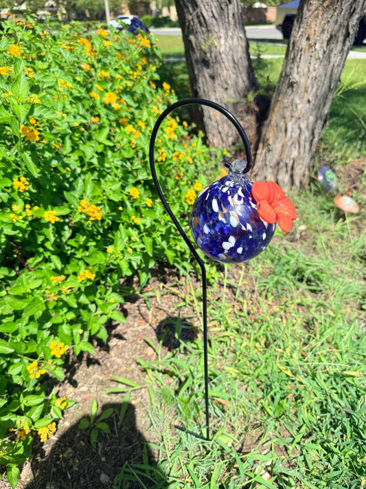Art Glass Humming Bird Feeder Stake