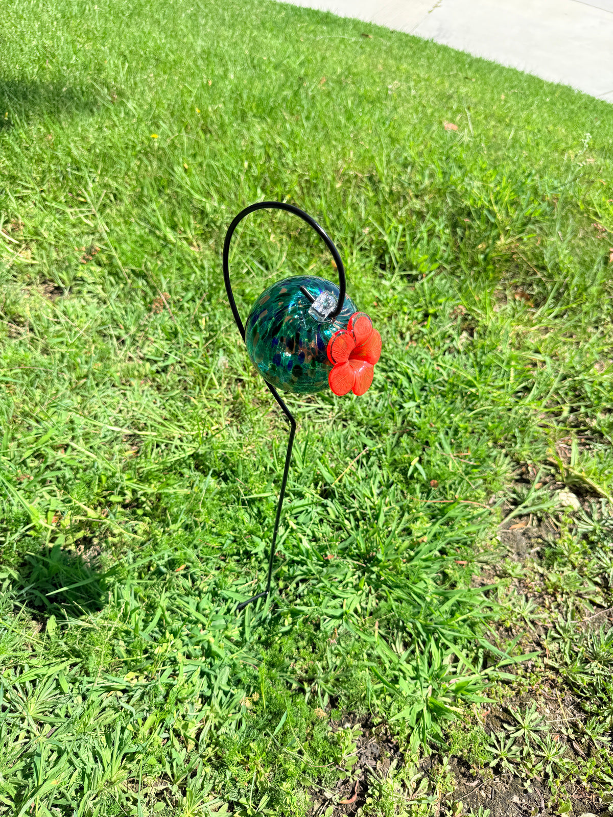 Art Glass Humming Bird Feeder Stake