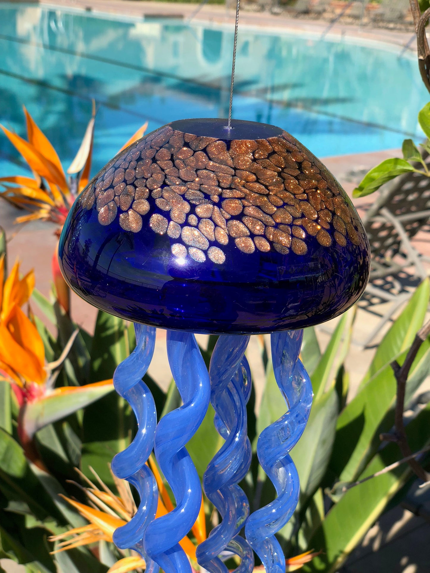 Handmade glass jellyfish Wind Chimes / Hanging Decor Sun Catcher