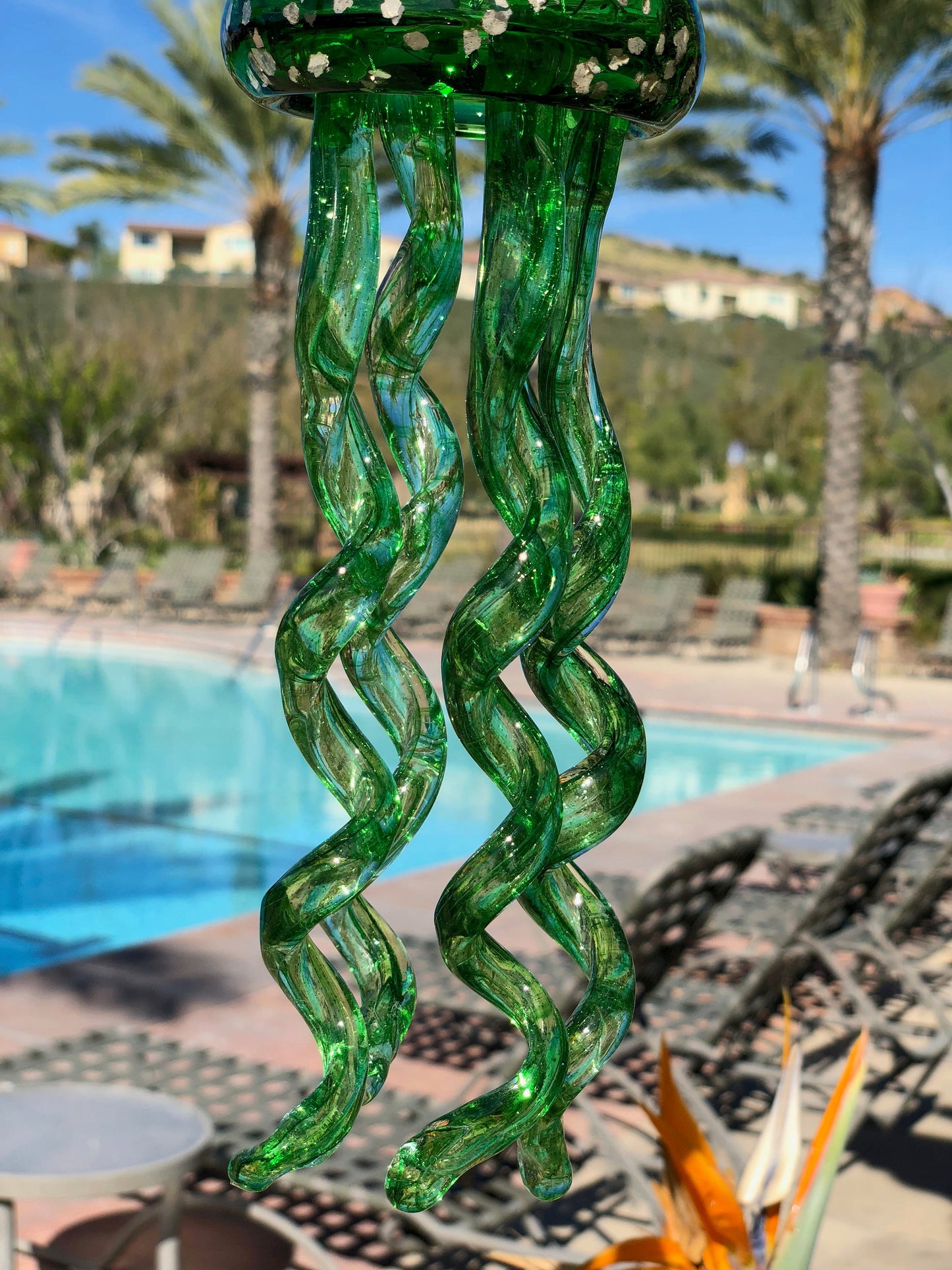 Free US Shipping~ Handmade glass jellyfish Wind Chimes / Hanging Decor Sun Catcher