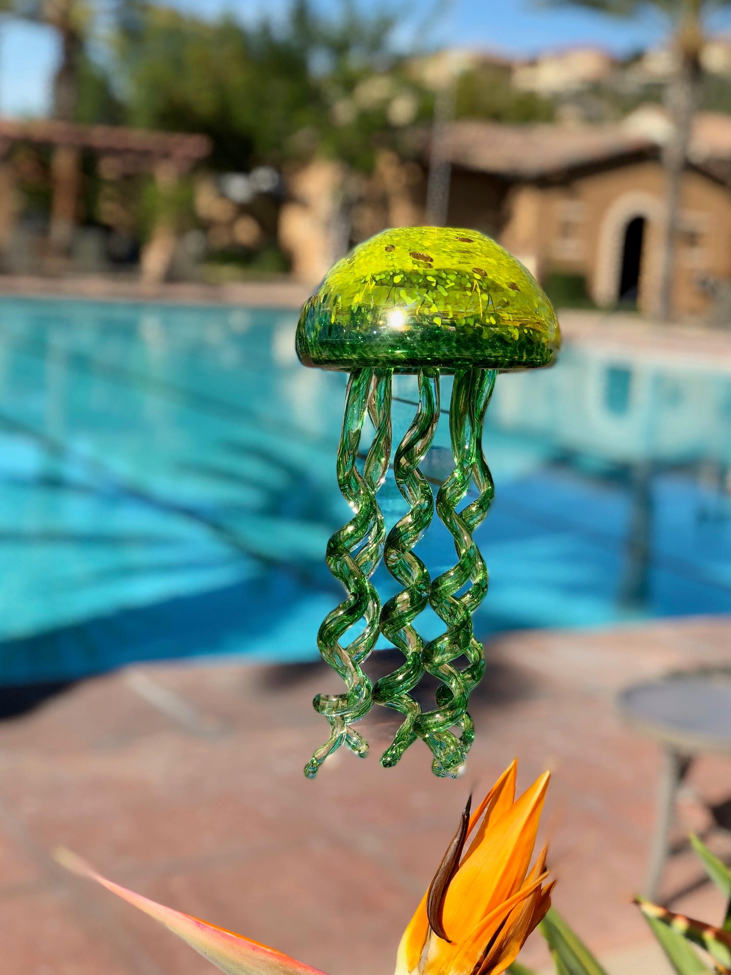 Handmade Art Glass Jellyfish Holiday Gift / Hanging Decor  Wind Chimes /  Sun Catcher