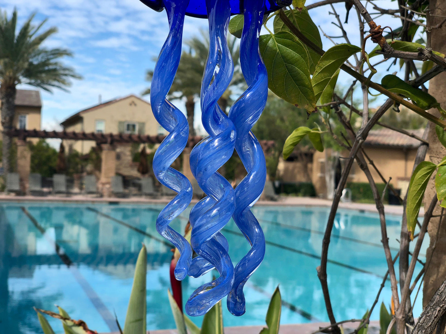 Handmade Art Glass Jellyfish Holiday Gift  Hanging Decor Sun Catcher Wind Chimes