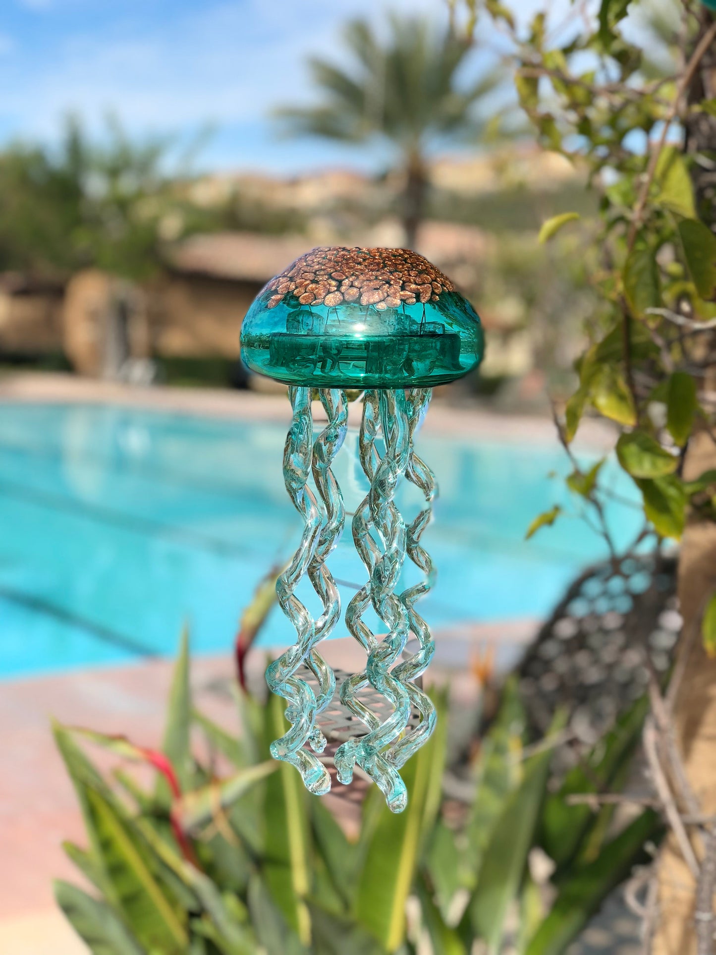 Free US Shipping~Handmade Art Glass Jellyfish Holiday Gift Hanging Decor Sun Catcher Wind Chimes