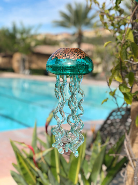 Free US Shipping~Handmade Art Glass Jellyfish Holiday Gift Hanging Decor Sun Catcher Wind Chimes