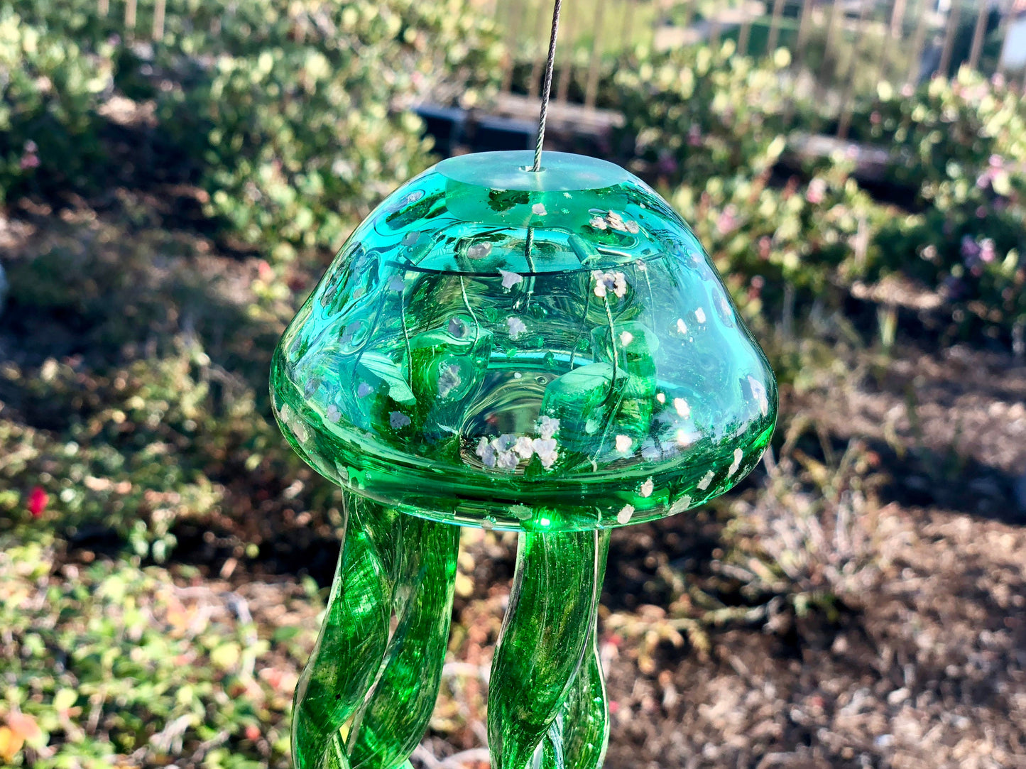 Handmade Glass Jellyfish Wind Chimes / Hanging Decor Sun Catcher