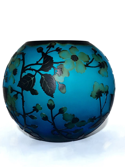 Mid Summer Night Jasmine Blossom Handcrafted 3 Layered Cameo Glass Vase, Tealight Holder/Wedding gift