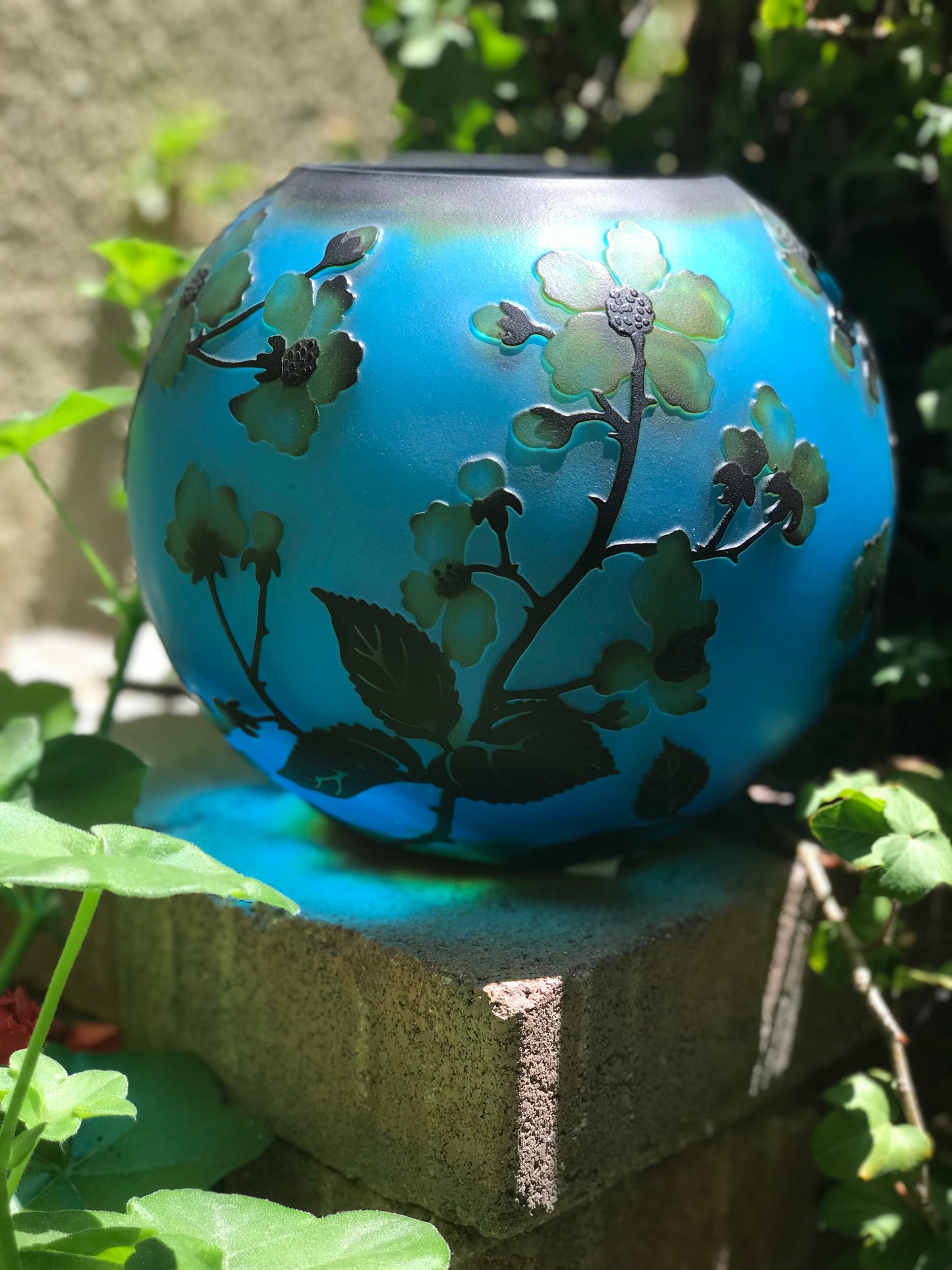 Mid Summer Night Jasmine Blossom Handcrafted 3 Layered Cameo Glass Vase, Tealight Holder/Wedding gift