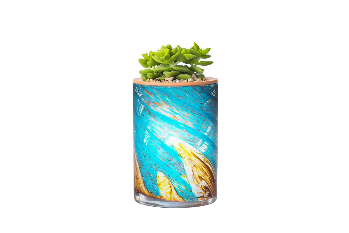 LED Self Watering Art Glass Planter