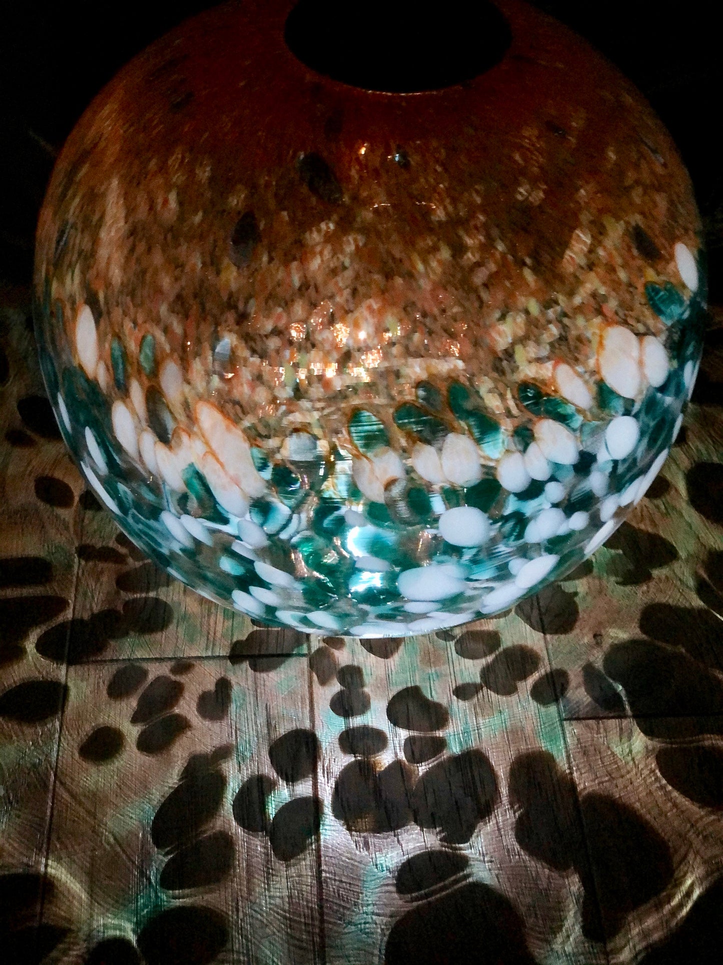 12" XLarge LED Solar Orb Gaze Ball/Garden/Pathway Light/Patio Table Light/Sun Cather/Art Glass Peacock&gold glitter