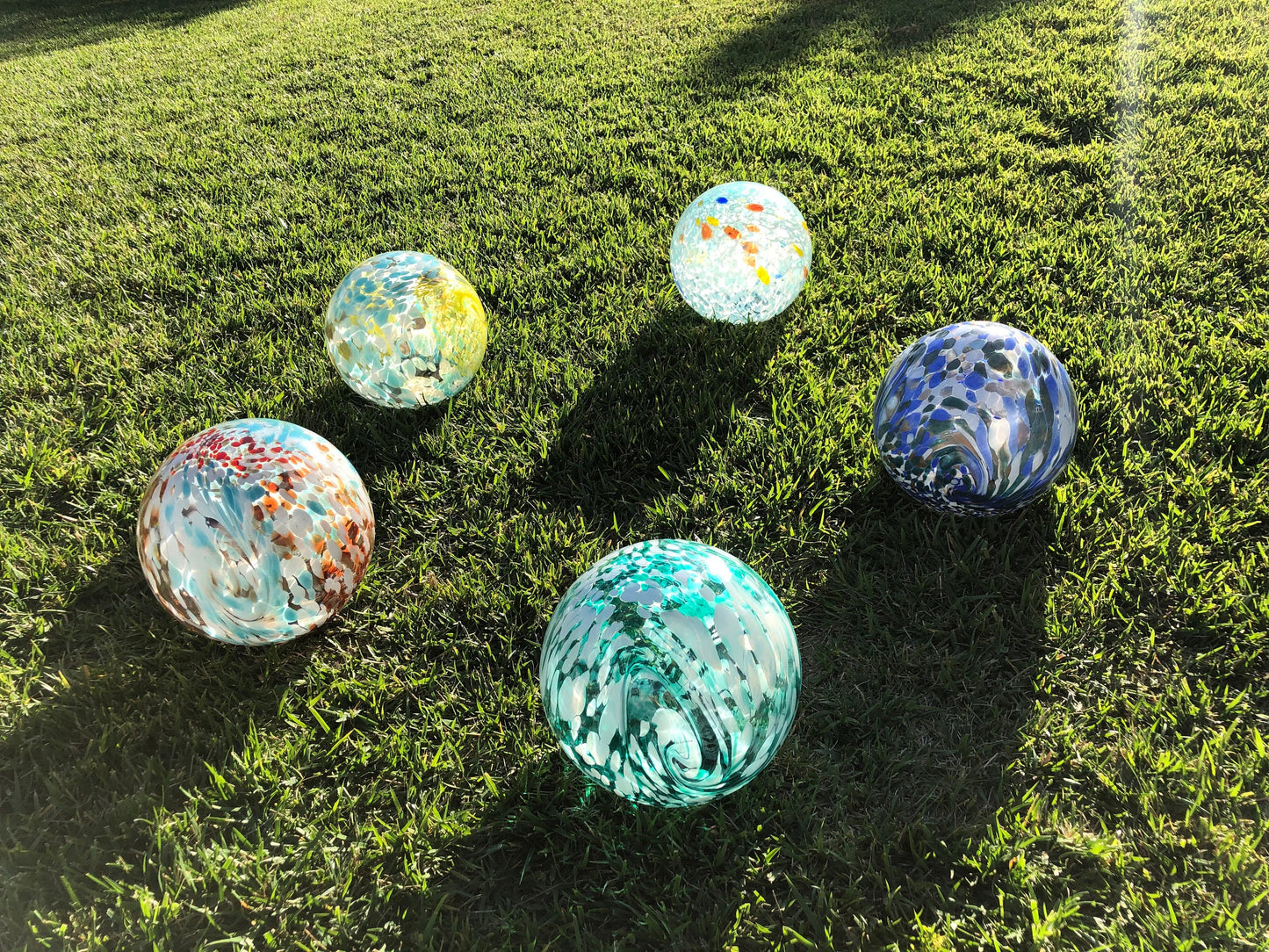 10" Solar Light up LED Art Glass Gaze Ball-Blue/Garden/Pathway Light/Patio Table Light/Sun Cather
