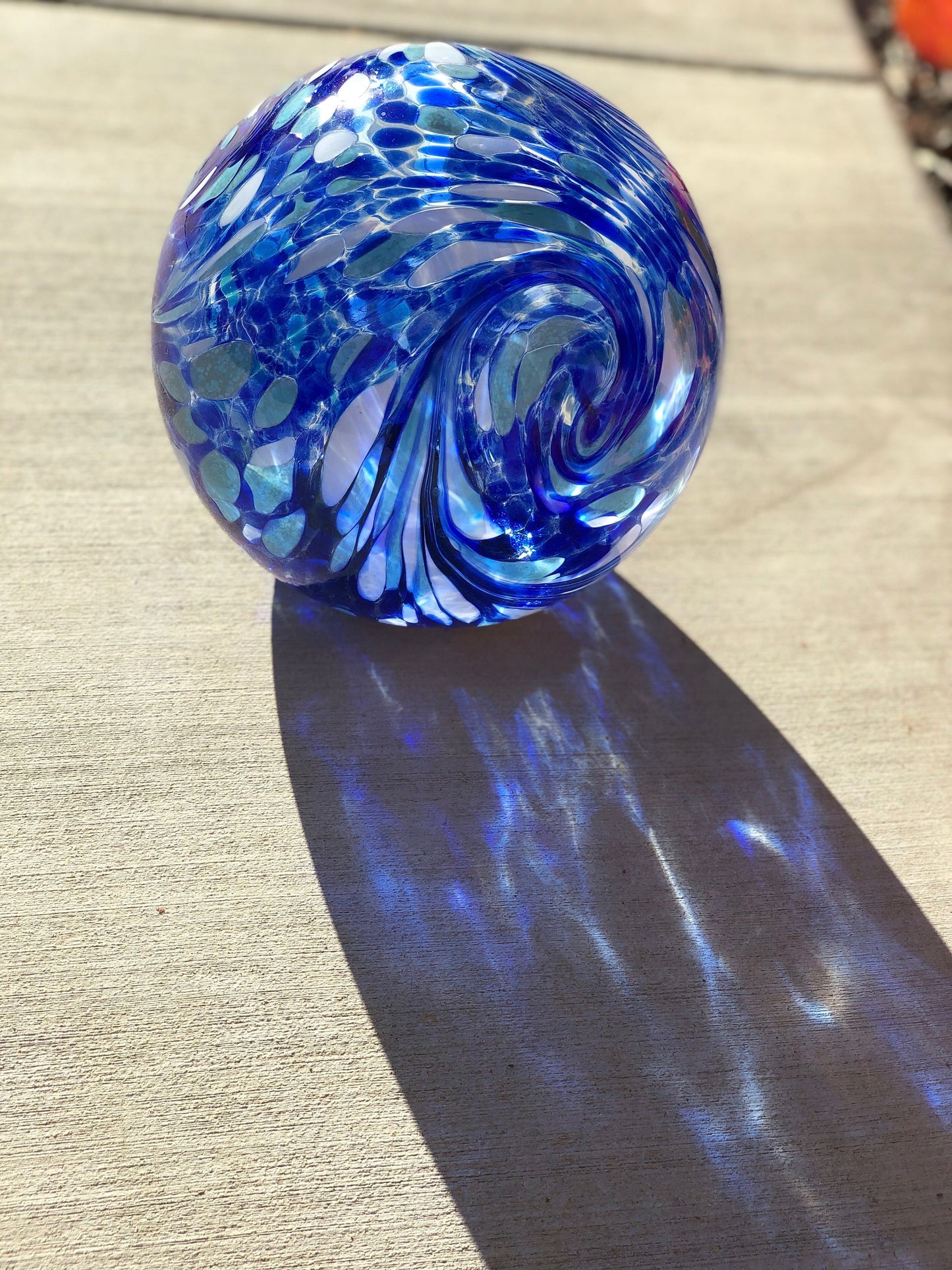 6"/10“ Solar LED Light Up Art Glass Gaze Ball-Blue/Garden/Pathway Light/Patio Table Light/Sun Cather/Art Glass Blue