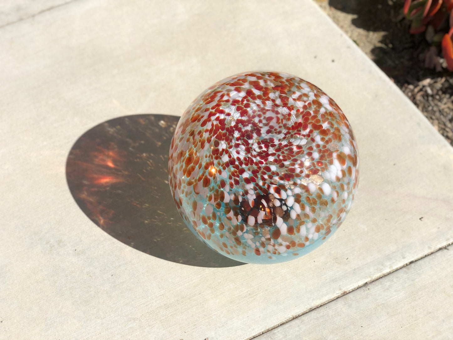 12" XLarge LED Solar Orb Gaze Ball/Garden/Pathway Light/Patio Table Light/Sun Cather/Art Glass Blue&Orange