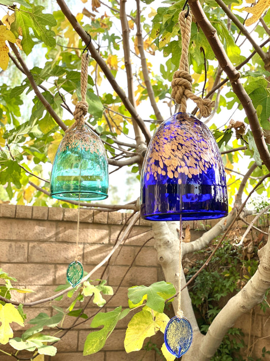 Handcrafted Art Glass Cobalt Blue Bell sun catcher decoration wind chime